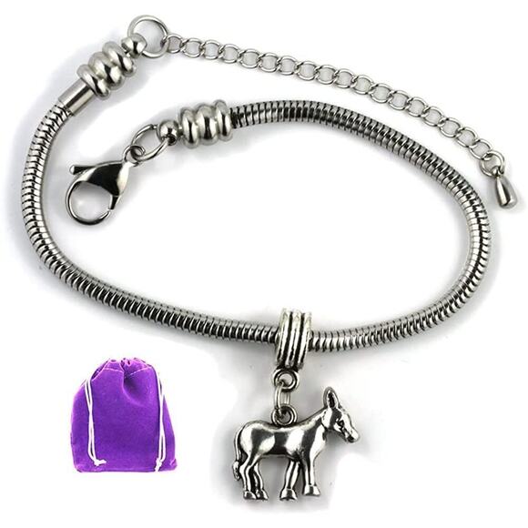 Donkey Bracelet - Ass Animal Charm Jewelry - Picture 1 of 9